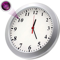 壁掛け時計型カメラ「レンズ角度調整/動体検知/繰返し録画/128GB対応」